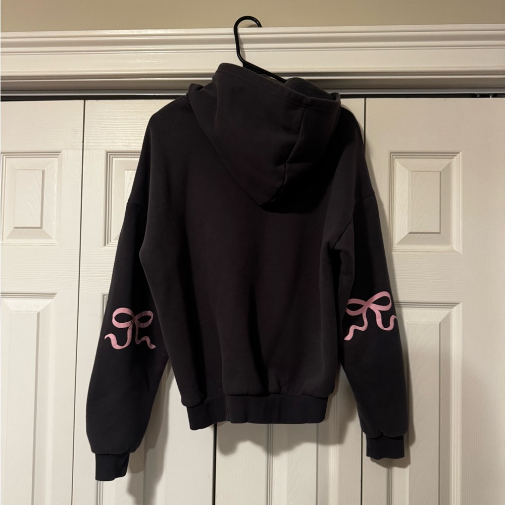 Edikted Black Hoodie with Pink Bow Accents